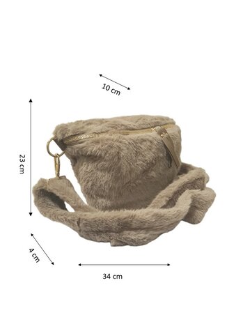 Crossbody-Fannypack-Buideltas-Zacht-Fluffy-Taupe-34cmx23cmx4cm