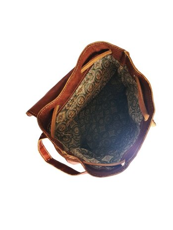 Festival Rugzak- Rugzak-Echt leer-Sun-Bohemian style-Boho style-Gypsy style-Cognac-29cmx26cmx10cm