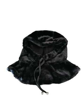 Capuchon sjaal- Col sjaal-Bivak muts-In style-Muts&col-Soft teddy-Soft touch-Gevoerd-Superzacht-Warm-One size-Zwart