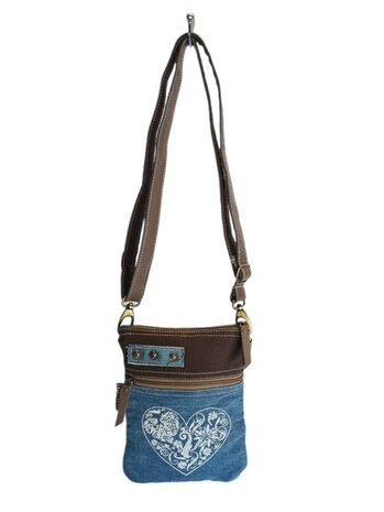 Domelo-Tasje-Denim-Canvas-Leer-gerecyclede jeans-hartje-dames-heren-Retro-Vintage-Streetwear-18 x 23 x 2 cm-small-Denim