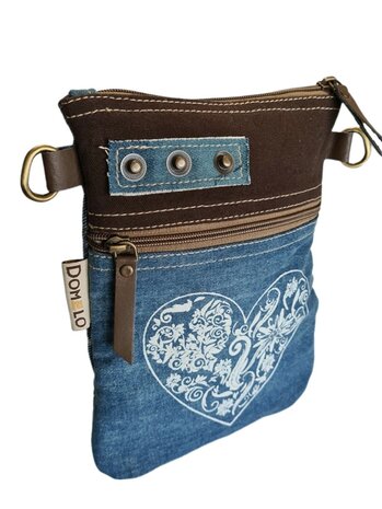 Domelo-Tasje-Denim-Canvas-Leer-gerecyclede jeans-hartje-dames-heren-Retro-Vintage-Streetwear-18 x 23 x 2 cm-small-Denim