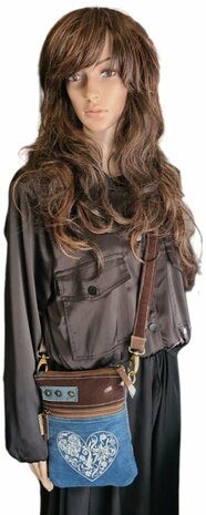 Domelo-Tasje-Denim-Canvas-Leer-gerecyclede jeans-hartje-dames-heren-Retro-Vintage-Streetwear-18 x 23 x 2 cm-small-Denim