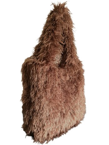 Hello J-Furry-Bag-Oversized-Schoudertas-Shopper-Imitatiebont-Fluffy-Soft-Musthave-40cmx46cmx10cm-Koffie