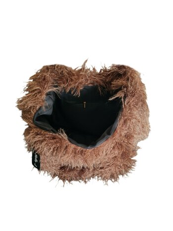 Hello J-Furry-Bag-Oversized-Schoudertas-Shopper-Imitatiebont-Fluffy-Soft-Musthave-40cmx46cmx10cm-Koffie