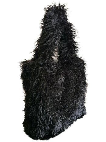 Hello J-Furry-Bag-Oversized-Schoudertas-Shopper-Imitatiebont-Fluffy-Soft-Musthave-40cmx46cmx10cm-Zwart