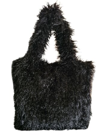 Hello J-Furry-Bag-Oversized-Schoudertas-Shopper-Imitatiebont-Fluffy-Soft-Musthave-40cmx46cmx10cm-Zwart