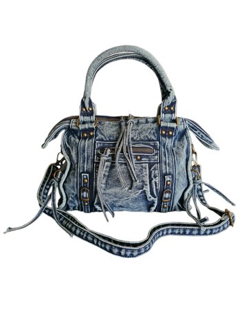 Jeans bowling bag-handtas-schoudertas-crossbody-Urban style-Vintage look-Trendy-30,5cmx25cmx9cm-Denim blauw