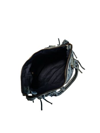 Jeans bowling bag-handtas-schoudertas-crossbody-Urban style-Vintage look-Trendy-30,5cmx25cmx9cm-Denim blauw