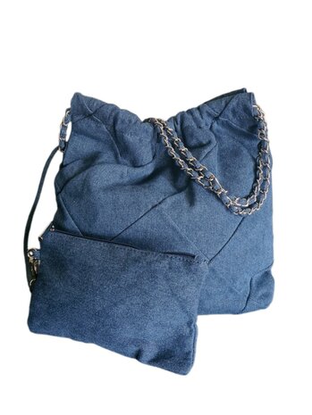 Giuliano-Jeansbag-schoudertas-Hobo-Urban style-Musthave35cmx33cmx6cm-Denim blauw