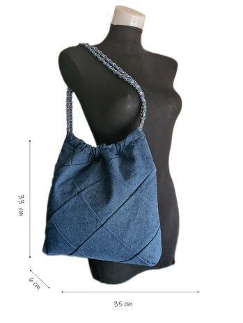 Giuliano-Jeansbag-schoudertas-Hobo-Urban style-Musthave35cmx33cmx6cm-Denim blauw