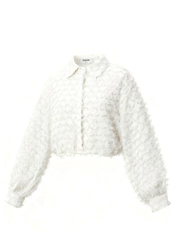 Blouse-Top-Dames-Kort-Elegant-Wit-Maat L