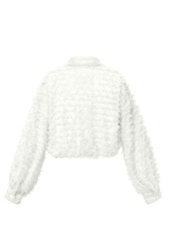 Blouse-Top-Dames-Kort-Elegant-Wit-Maat L