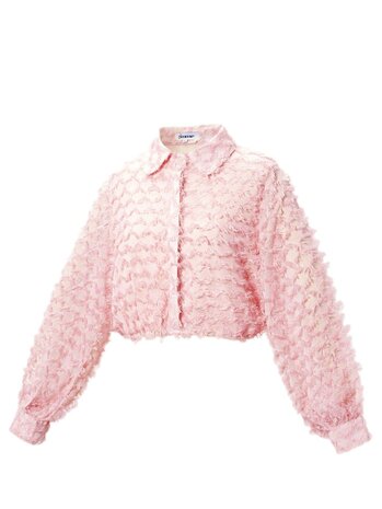 Blouse-Top-Dames-Kort-Elegant-Roze-Maat L