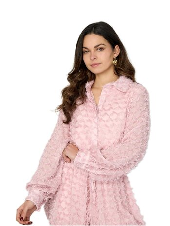 Blouse-Top-Dames-Kort-Elegant-Roze-Maat L