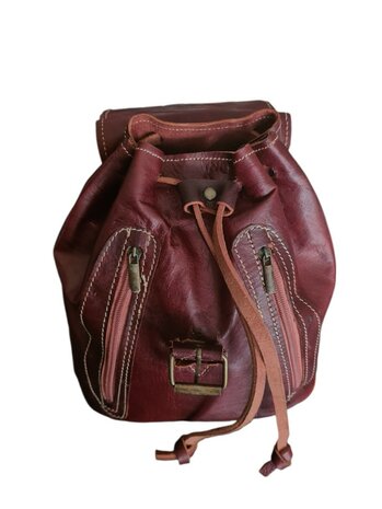 Festival Rugzak- Rugzak-Echt leer-Sun-Bohemian style-Boho style-Gypsy style-Kleur 3-26cmx23cmx11cm