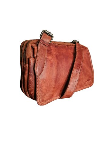 Ven Tomy-Ven Tomy-Schoudertas-crossbody-Hoogwaardig leer-Gewassen leer- Soepel leer-Vintage-Naturel bruin-25cmx16cmx13cm