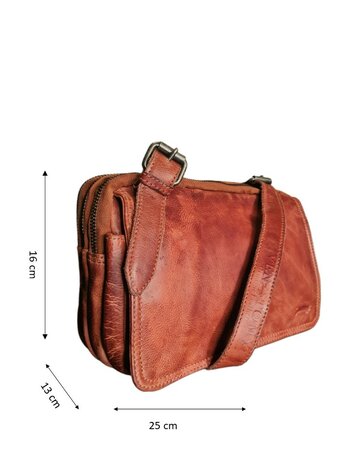 Ven Tomy-Ven Tomy-Schoudertas-crossbody-Hoogwaardig leer-Gewassen leer- Soepel leer-Vintage-Naturel bruin-25cmx16cmx13cm