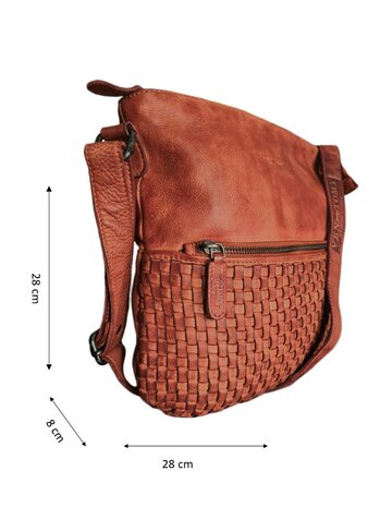 Ven Tomy-Schoudertas-crossbody-Gevlochten-Hoogwaardig leer-Gewassen leer- Soepel leer-Vintage-Natuurlijk bruin-28cmx28cmx8cm