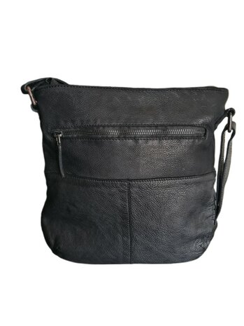 Ven Tomy-Schoudertas-crossbody-Gevlochten-Hoogwaardig leer-Gewassen leer- Soepel leer-Vintage-Zwart-28cmx28cmx8cm