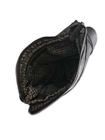 Ven Tomy-Schoudertas-crossbody-Gevlochten-Hoogwaardig leer-Gewassen leer- Soepel leer-Vintage-Zwart-28cmx28cmx8cm
