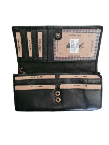 Ven Tomy-Portomonnee-Hoogwaardig leer-Gewassen leer- Soepel leer-Vintage-Zwart-19cmx10cmx4cm