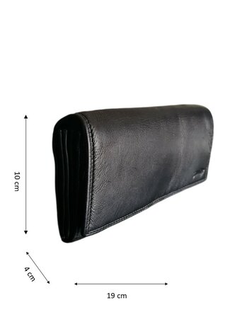Ven Tomy-Portomonnee-Hoogwaardig leer-Gewassen leer- Soepel leer-Vintage-Zwart-19cmx10cmx4cm