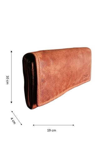 Ven Tomy-Portemonnee-Hoogwaardig leer-Gewassen leer- Soepel leer-Vintage-Natuurlijk bruin-19cmx10cmx4cm