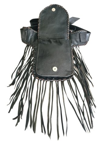 Festival-Heup tasje-echt leer-Handmade-Fringe-Bohemian style-Boho style-25cmx18cmx5cm-kleur 1