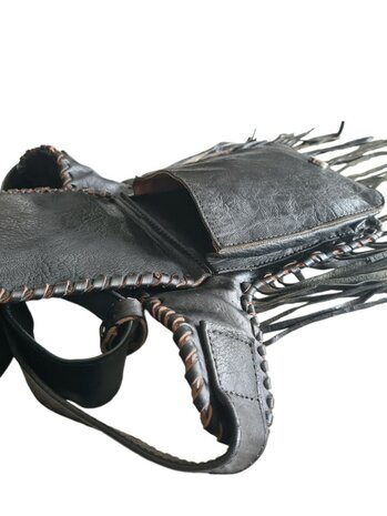 Festival-Heup tasje-echt leer-Handmade-Fringe-Bohemian style-Boho style-25cmx18cmx5cm-kleur 1