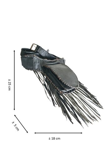 Festival-Heup tasje-echt leer-Handmade-Fringe-Bohemian style-Boho style-25cmx18cmx5cm-kleur 1