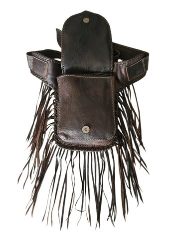 Festival-Heup tasje-echt leer-Handmade-Fringe-Bohemian style-Boho style-25cmx18cmx5cm-kleur 2