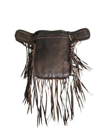 Festival-Heup tasje-echt leer-Handmade-Fringe-Bohemian style-Boho style-25cmx18cmx5cm-kleur 2