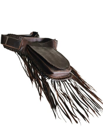 Festival-Heup tasje-echt leer-Handmade-Fringe-Bohemian style-Boho style-25cmx18cmx5cm-kleur 2