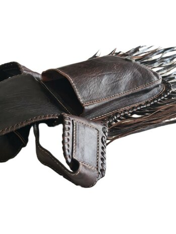 Festival-Heup tasje-echt leer-Handmade-Fringe-Bohemian style-Boho style-25cmx18cmx5cm-kleur 2