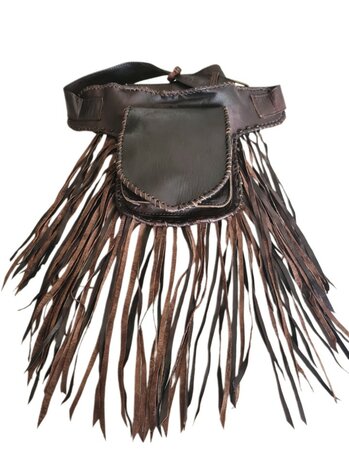 Festival-Heup tasje-echt leer-Handmade-Fringe-Bohemian style-Boho style-25cmx18cmx5cm-kleur 3
