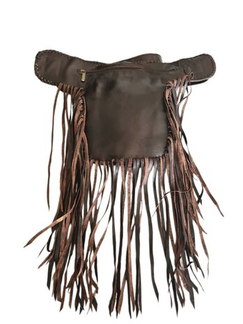 Festival-Heup tasje-echt leer-Handmade-Fringe-Bohemian style-Boho style-25cmx18cmx5cm-kleur 3