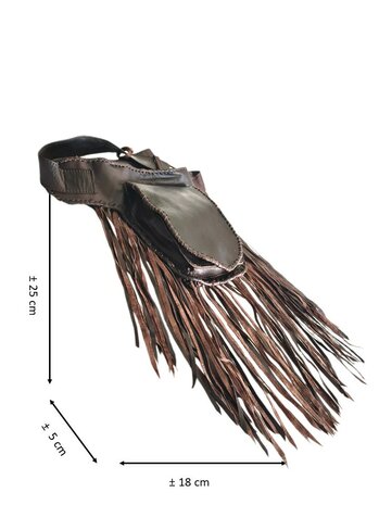 Festival-Heup tasje-echt leer-Handmade-Fringe-Bohemian style-Boho style-25cmx18cmx5cm-kleur 3