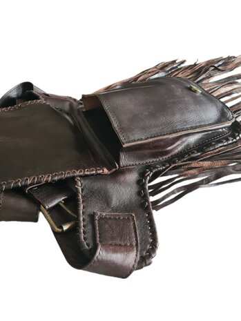 Festival-Heup tasje-echt leer-Handmade-Fringe-Bohemian style-Boho style-25cmx18cmx5cm-kleur 4