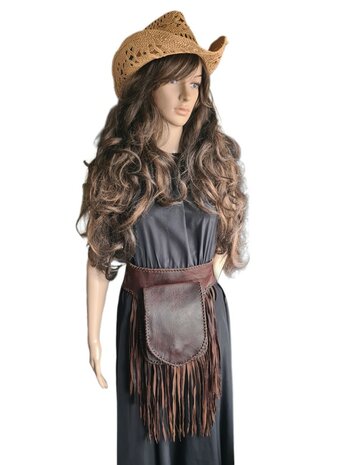Festival-Heup tasje-echt leer-Handmade-Fringe-Bohemian style-Boho style-25cmx18cmx5cm-kleur 5