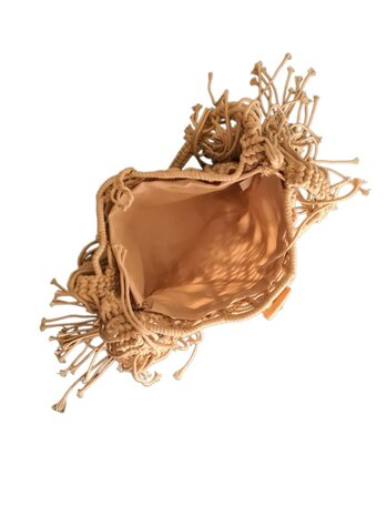 Turbo Bags- Schoudertas-Macram&eacute;-Fringe-Bohemian style-Ibiza style-100% katoen-Khaki-31cmx22cmx3cm