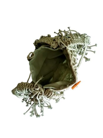 Turbo Bags- Schoudertas-Macram&eacute;-Fringe-Bohemian style-Ibiza style-100% katoen-Mint-31cmx22cmx3cm