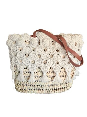 Tas-strand tas-Beach bag-Riet-Macrame-Handmade-Ibiza style-Bohemian style-Uniek design-5