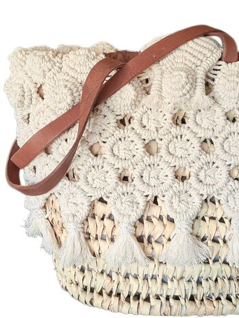 Tas-strand tas-Beach bag-Riet-Macrame-Handmade-Ibiza style-Bohemian style-Uniek design-5
