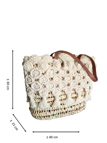 Tas-strand tas-Beach bag-Riet-Macrame-Handmade-Ibiza style-Bohemian style-Uniek design-5