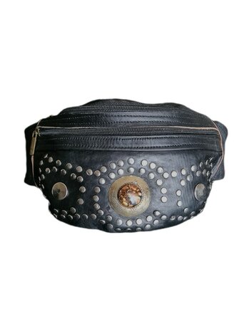 Festival-Heup tasje-Crossbody tasje- Cross over-echt leer-Steen-Bohemian style-Boho style-20cmx12cmx9cm-3