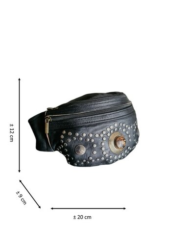 Festival-Heup tasje-Crossbody tasje- Cross over-echt leer-Steen-Bohemian style-Boho style-20cmx12cmx9cm-3