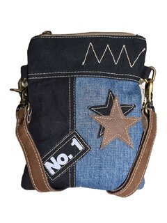 Tas-Denim-Canvas-Leer-gerecyclede jeans-dames-heren-Retro-Vintage-Streetwear-18 x 23 x 2 cm-Sunsa