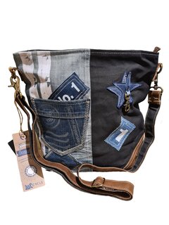 Tas-Denim-Canvas-Leer-gerecyclede jeans-dames-heren-Retro-Vintage-Streetwear-33x33x10CM-Sunsa