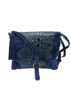 Schoudertas-Crossbody-Kroko-Leer-Suede-Enveloppe-medium-Donker Blauw-25cmx23cmx3cm
