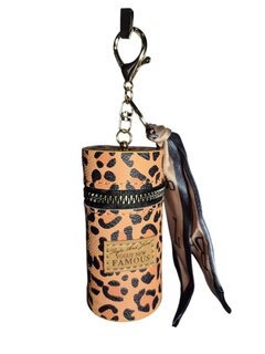 Sleutelhanger-Tashanger-Portemonnee-Lippenstifthouder-Kleine Item Organizer-Rits-Panter Geel/Zwart